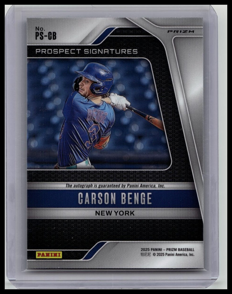 Carson Benge 2025 Prizm - Prospect Signature / Auto - Silver Prizm Mets