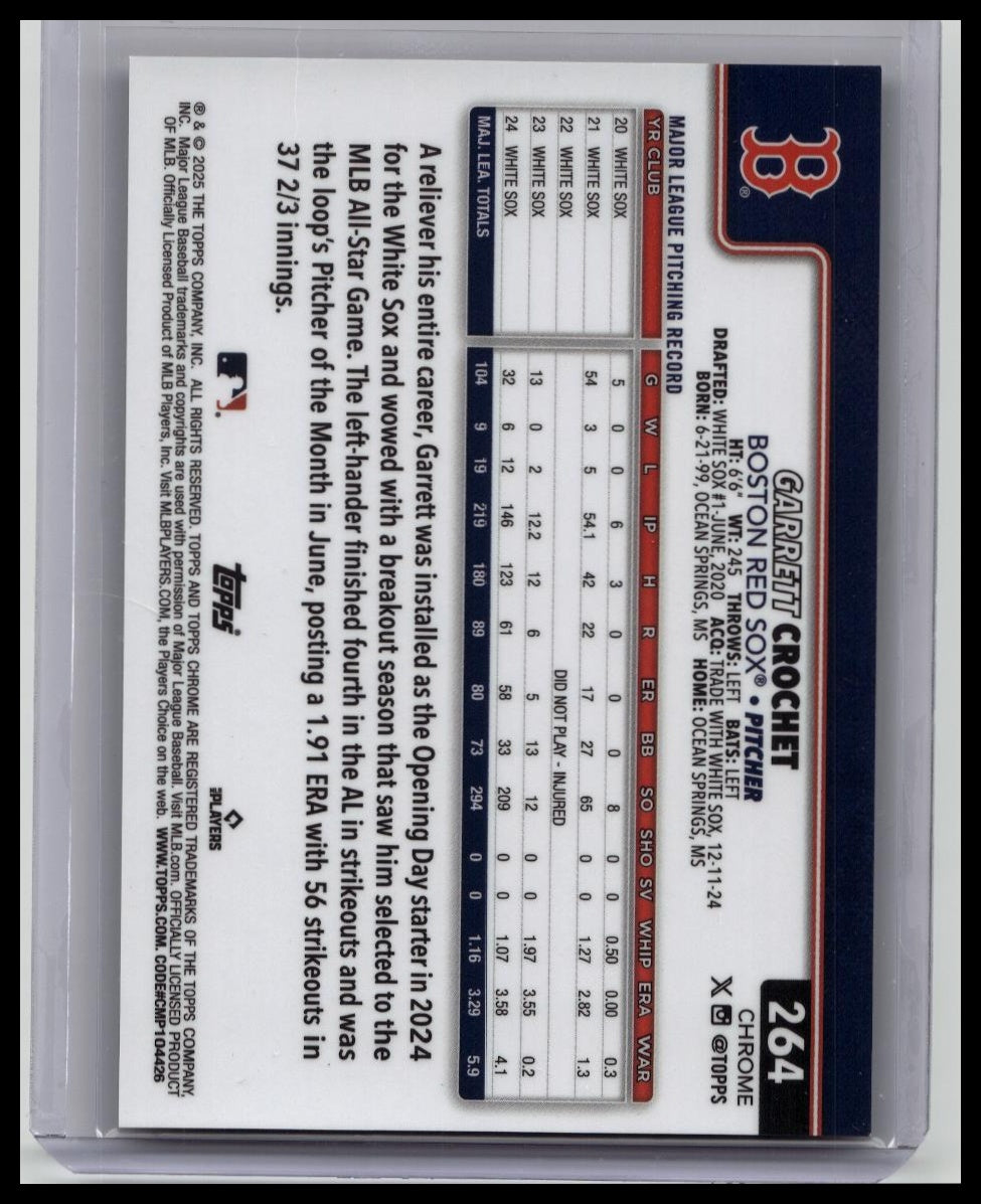 2025 Topps Chrome Logofractor - Garrett Crochet #264 Gold Refractor /50