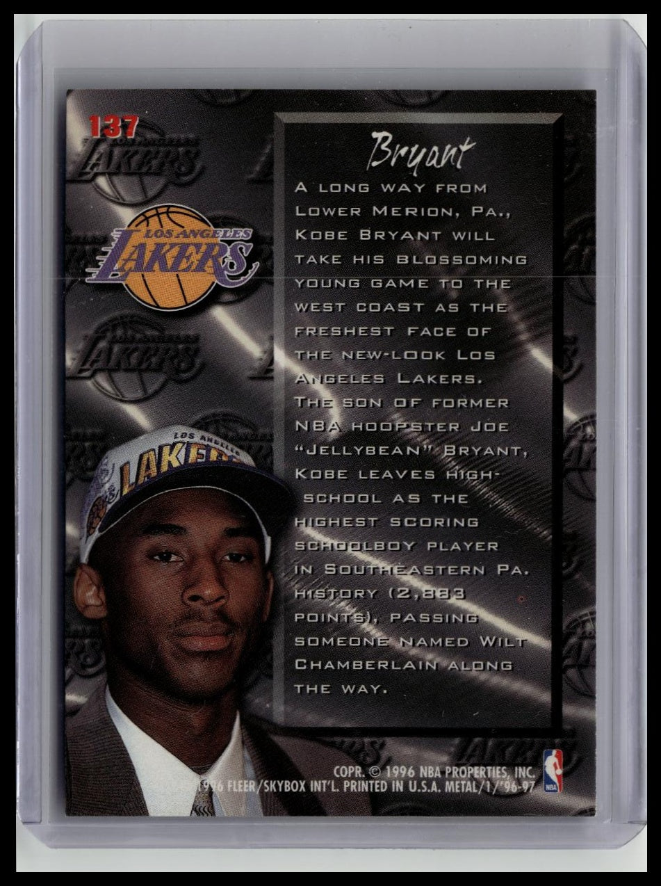 1996-97 Fleer Metal Kobe Bryant Fresh Foundation Rookie #137 Los Angeles Lakers