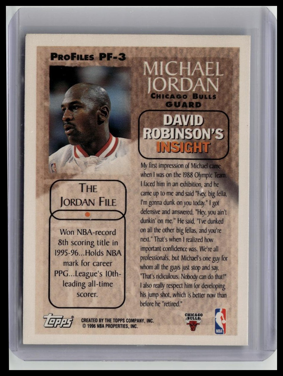 1996 97 Topps Pro Files MICHAEL JORDAN PF-3