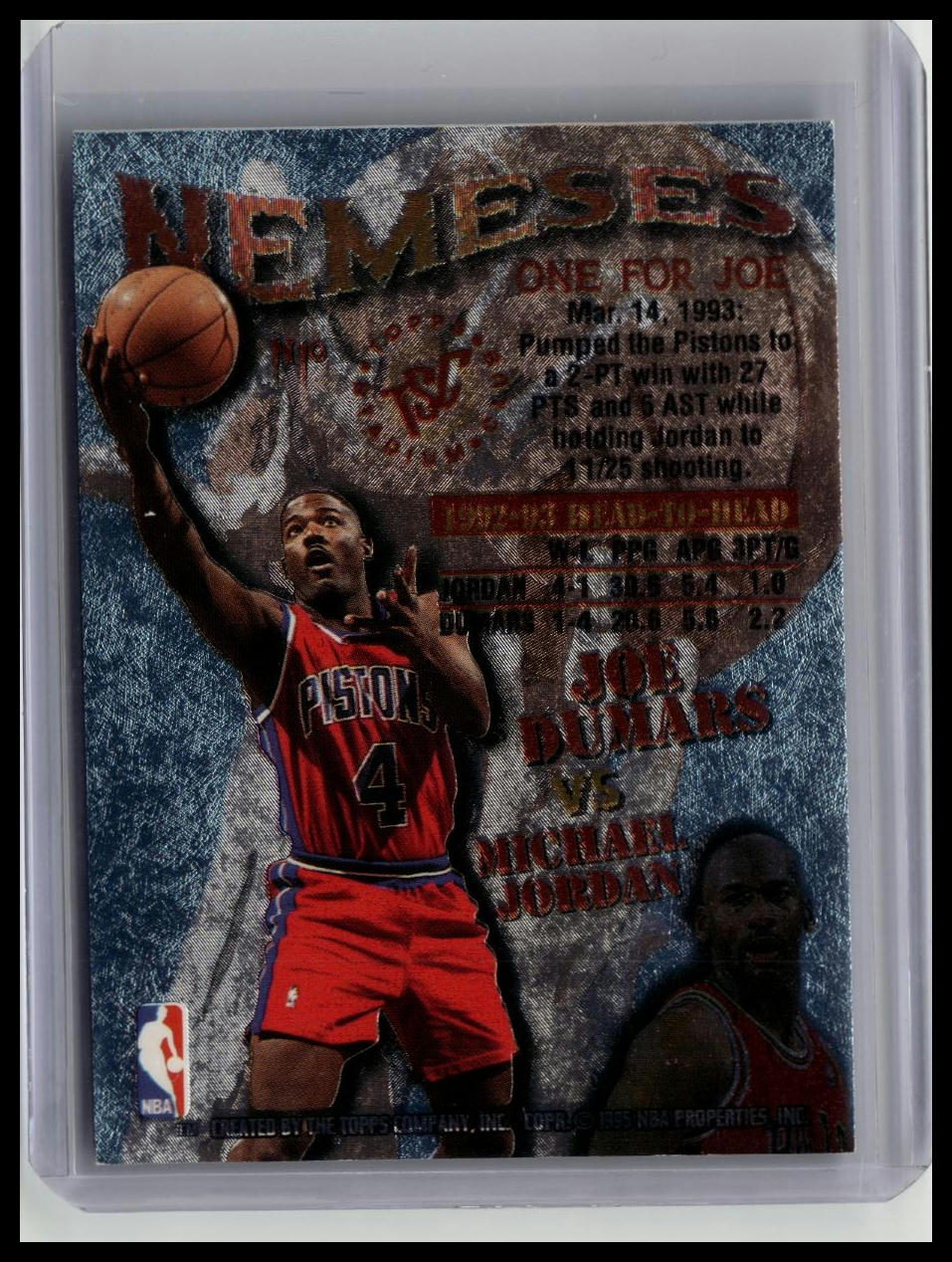 1995-96 Topps 96 Stadium Club Michael Jordan Joe Dumars Nemeses