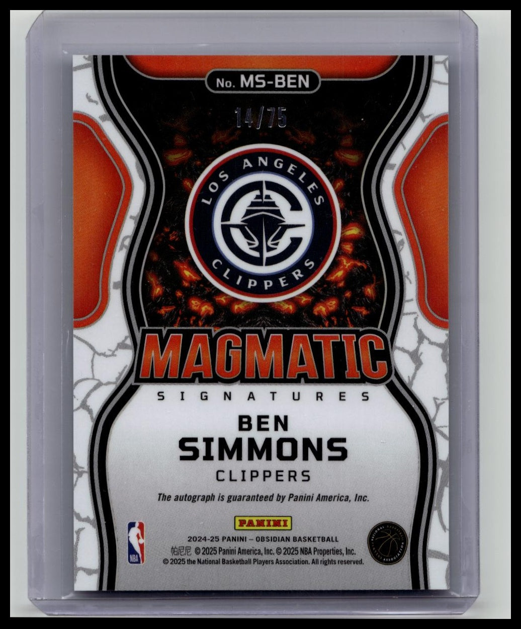 2024-25 Panini Obsidian Ben Simmons Magmatic Signatures MS-BEN /75