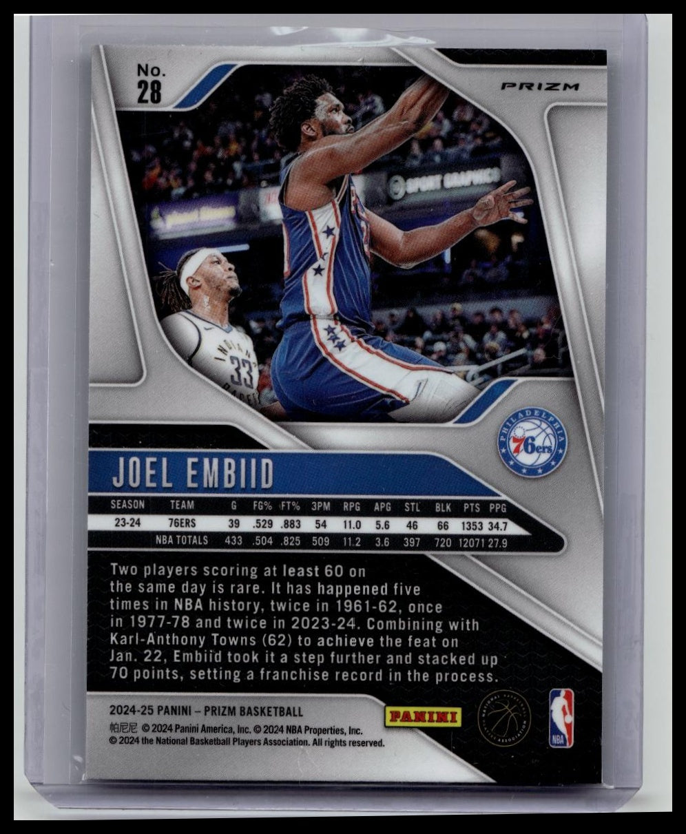 2024-25 Panini Prizm - Joel Embiid #28 White Sparkle Prizm