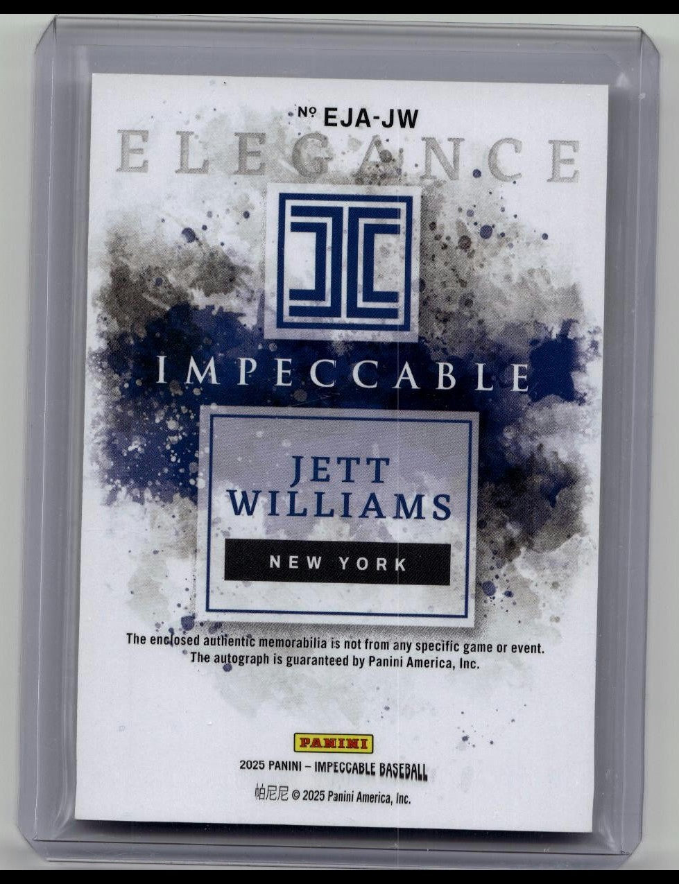 2025 Panini Impeccable Baseball Jett Williams Gold On Card Patch Auto /10