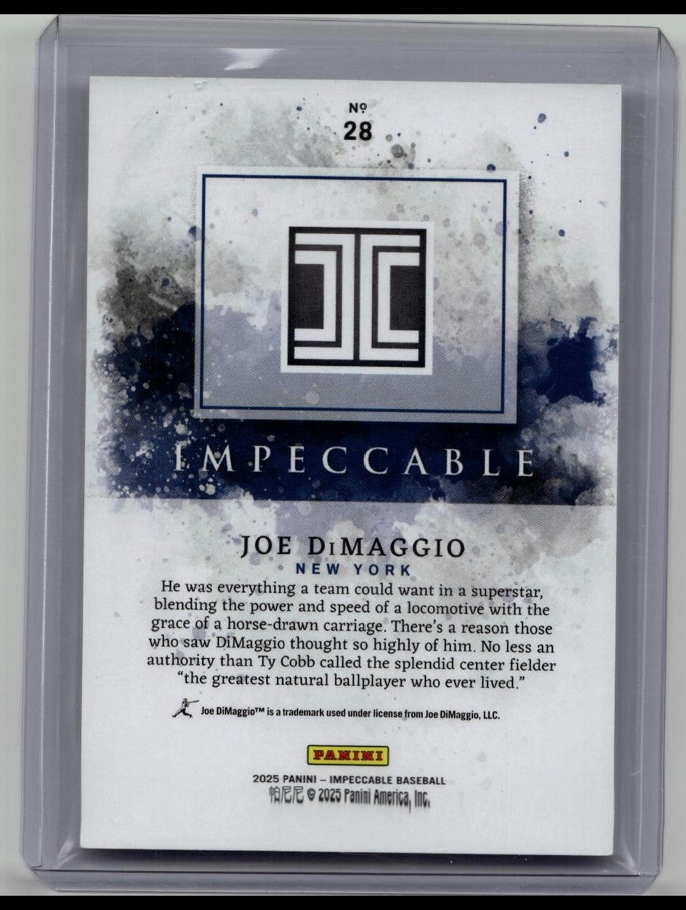 2025 Panini Impeccable Baseball #28 JOE DIMAGGIO #'d 4/10