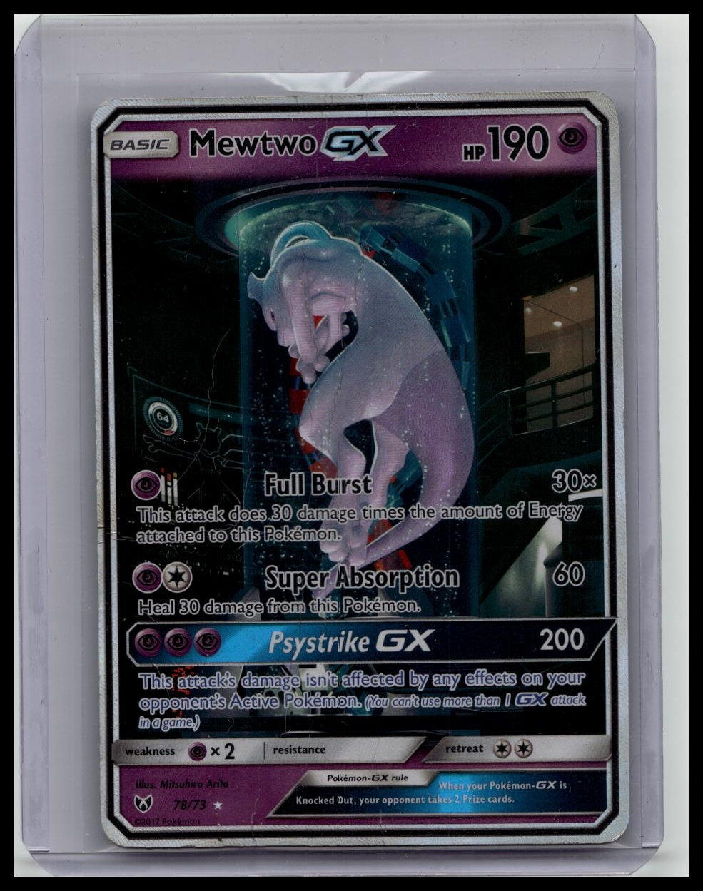 pokemon mewtwo gx card Mewtwo GX 72/73 Shining Legends Ultra Rare Full Art Holo Pokemon Card