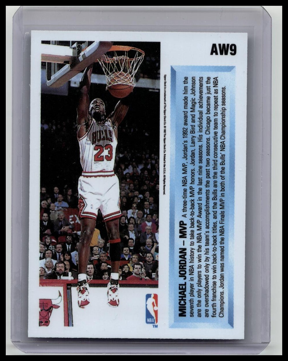 1992-93 Upper Deck Michael Jordan Award Winner Holograms #AW9 Bulls