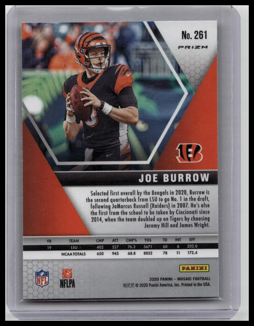 2020 Panini Mosaic - NFL Debut Joe Burrow #261 Mosaic Reactive Orange Prizm (RC)