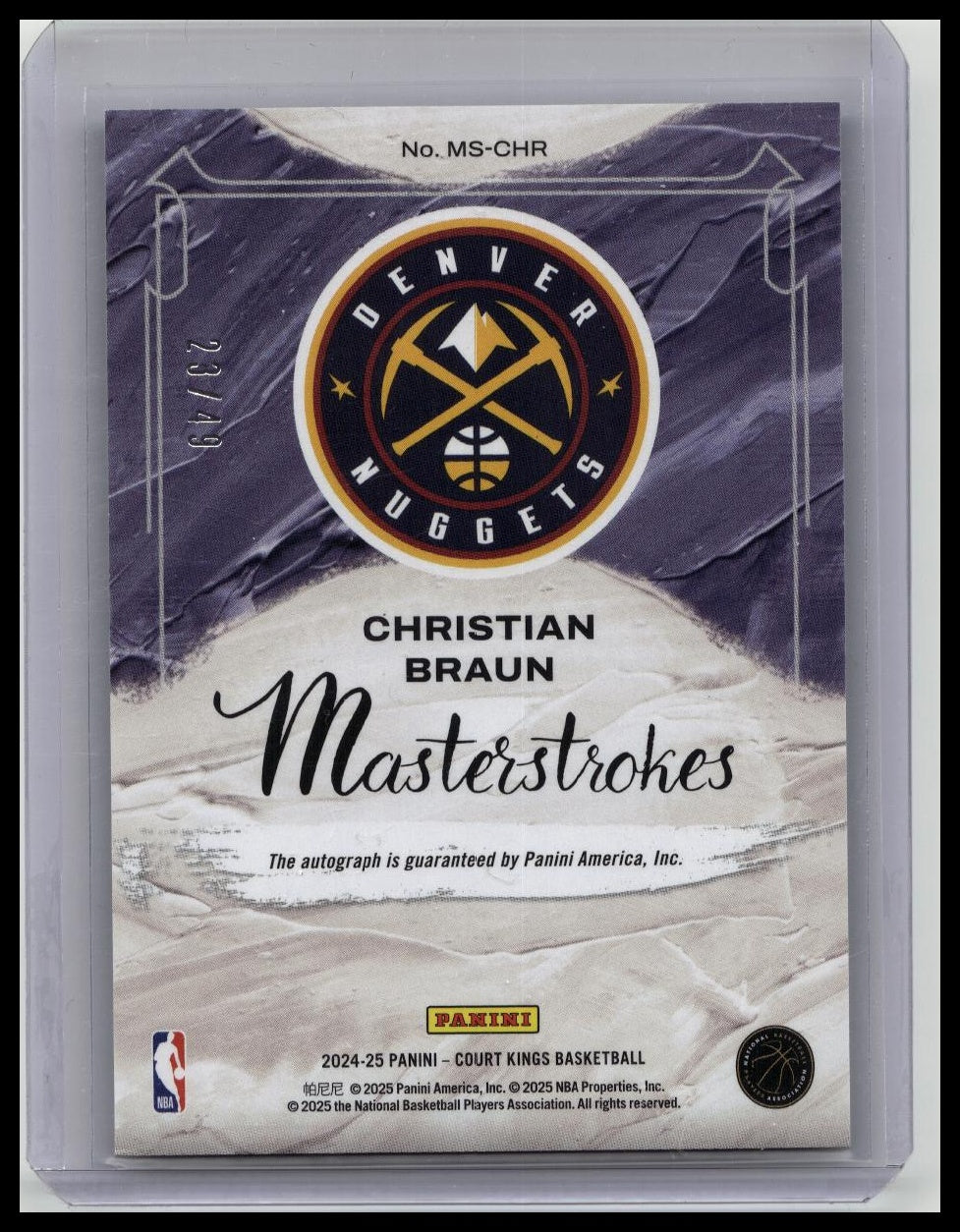 2024-25 Panini Court Kings Christian Braun Masterstrokes Auto /49