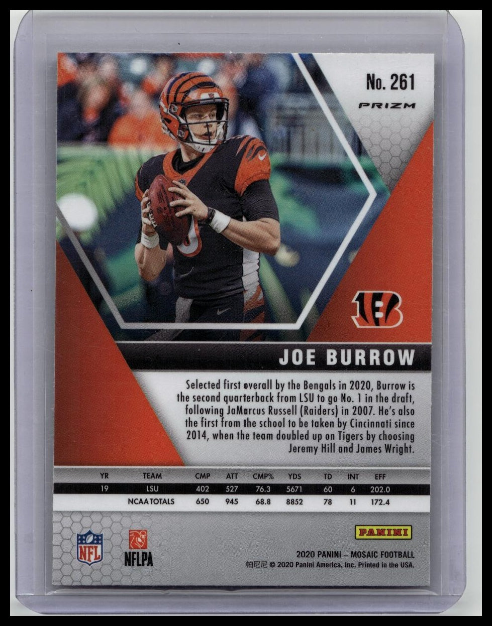 2020 Panini Mosaic JOE BURROW Rookie NFL Debut RED MOSAIC Prizm RARE RC