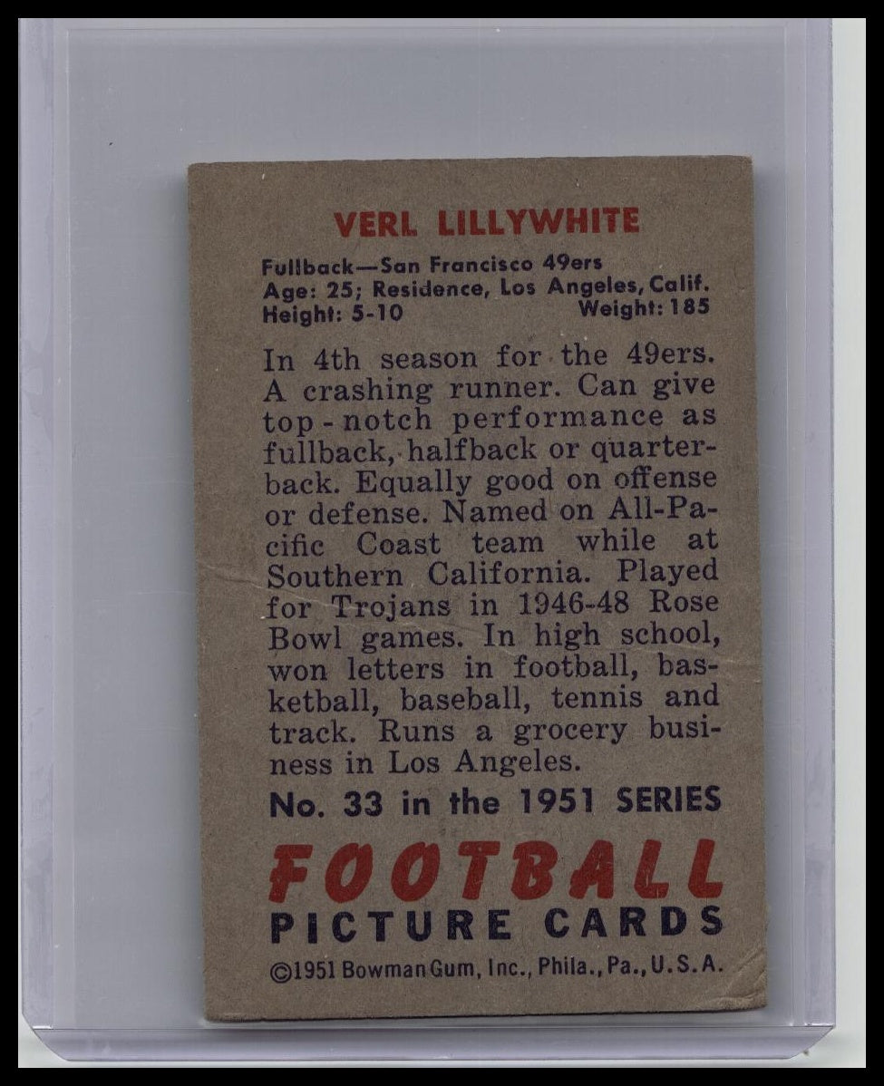 1951 Bowman Verl Lillywhite #33