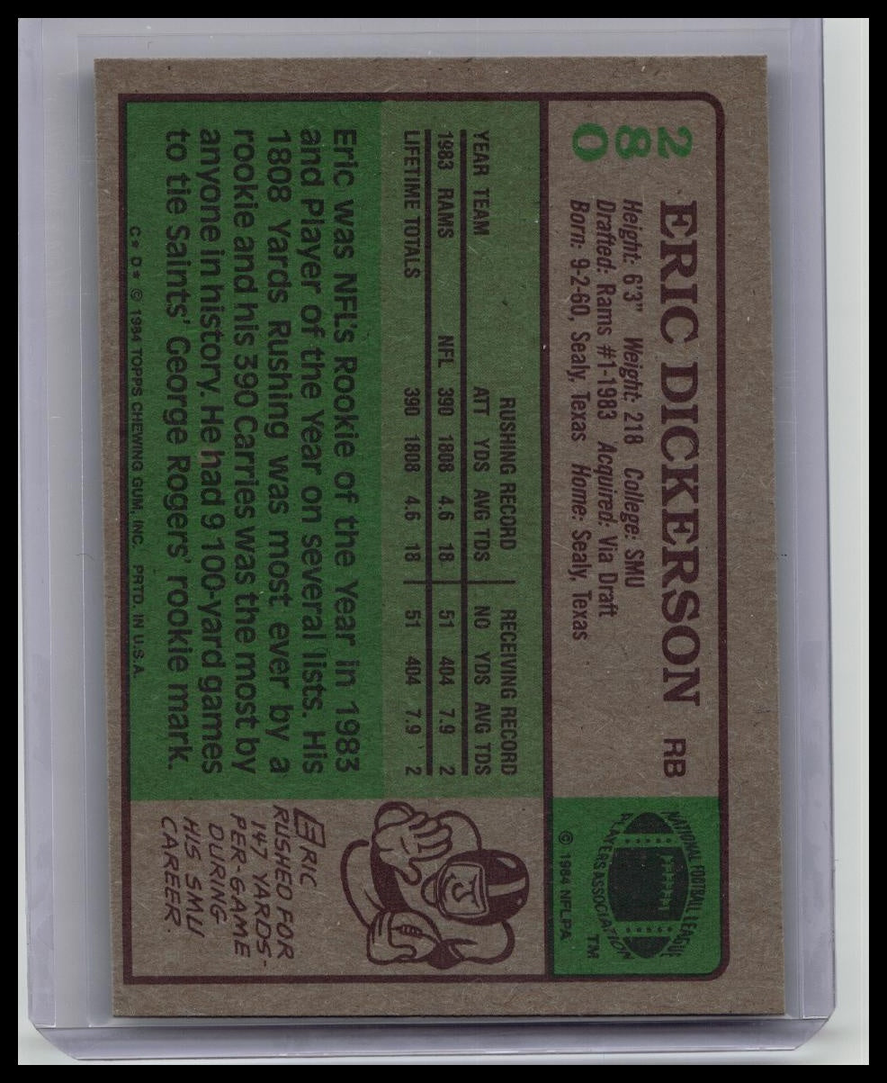 1984 Topps - Eric Dickerson #280 Rams Rookie