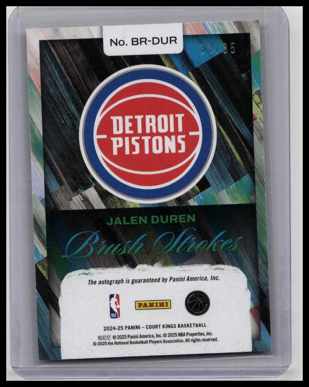 2024-2025 Court Kings Jalen Duren Brush Strokes Auto /35 Detroit Pistons