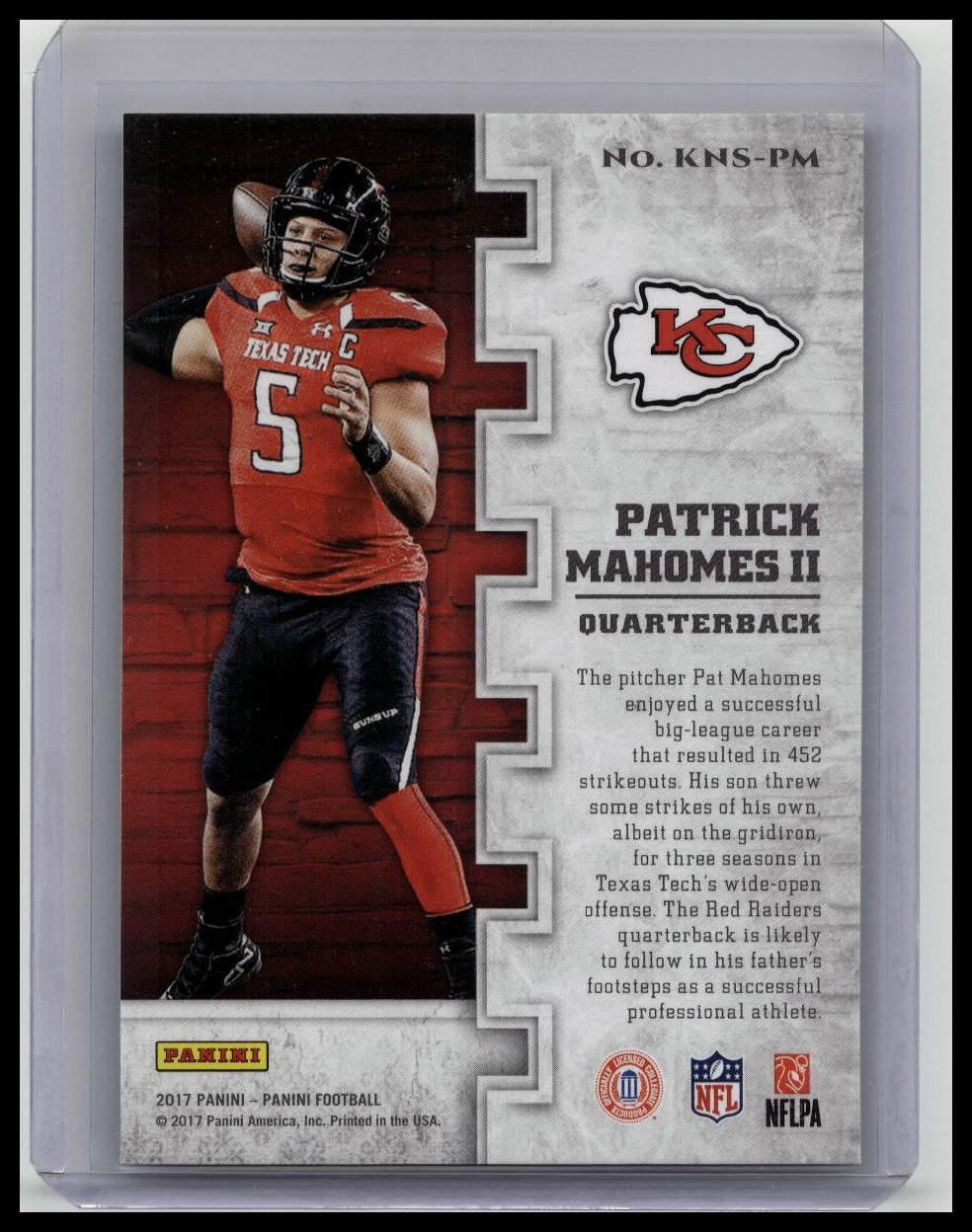 2017 Panini Football- Knight School Patrick Mahomes II Rookie Card # KNS-PM (RC)
