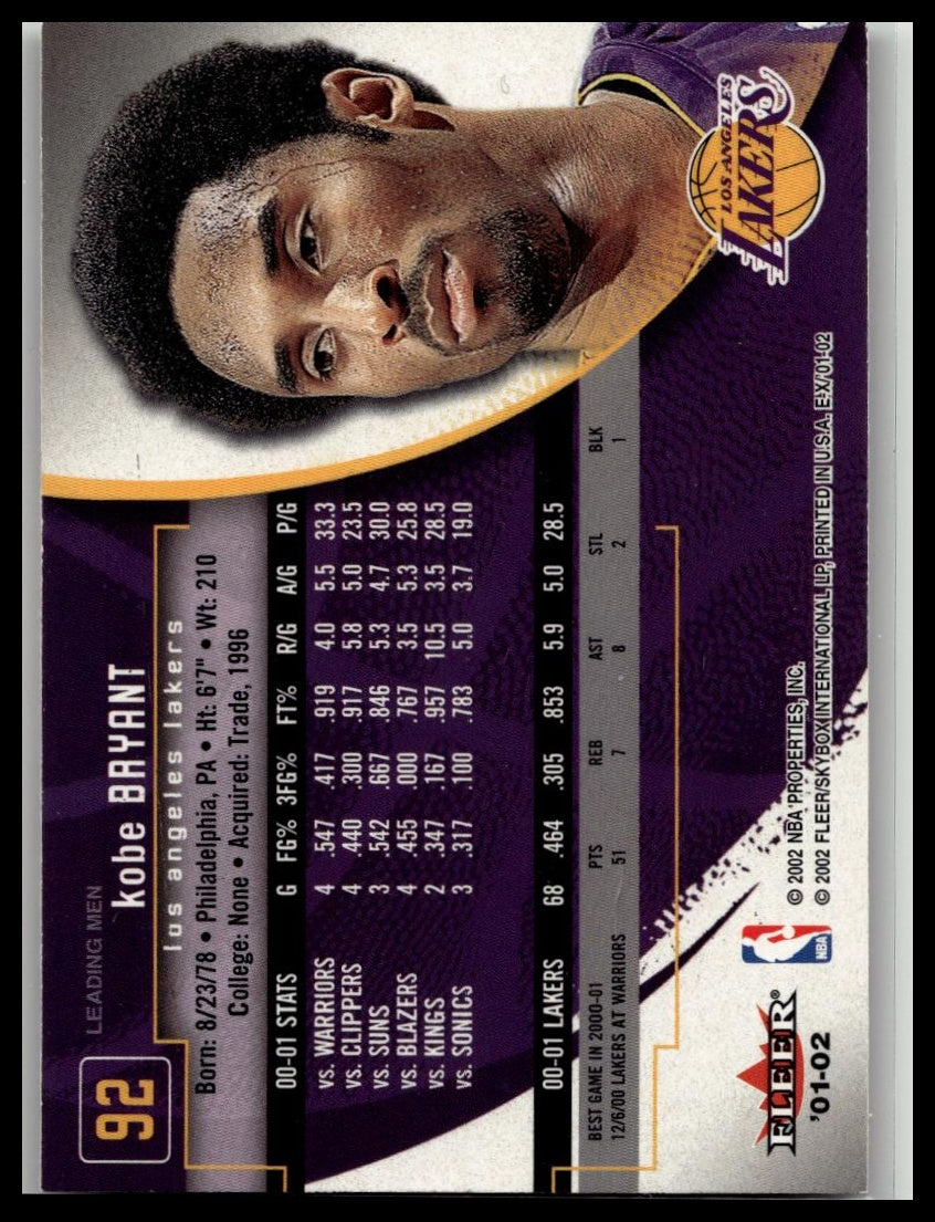 2001-02 EX Kobe Bryant #92 HOF