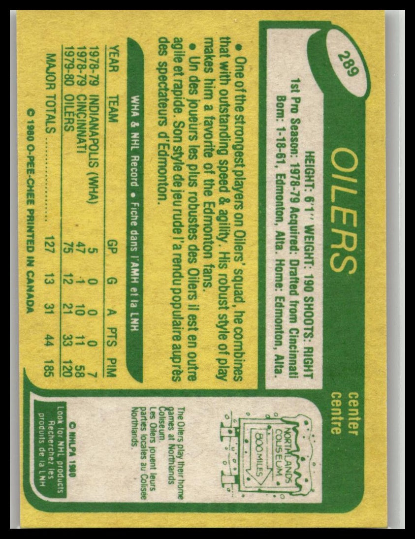 1980-81 O-Pee-Chee Mark Messier Rookie Edmonton Oilers #289