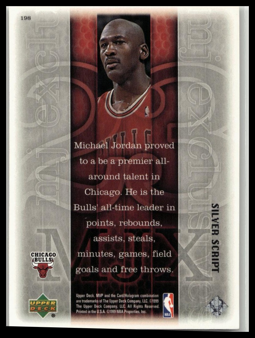 1999-00 UPPER DECK JORDAN MVP MJ EXCLUSIVES SILVER SCRIPT SIGNATURE #198 CARD