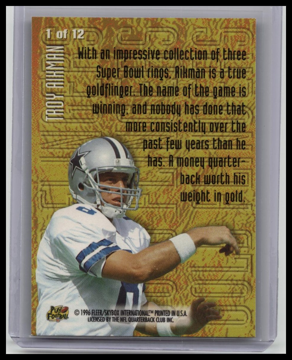 1996 TROY AIKMAN FLEER METAL GOLD FINGERS INSERT #1