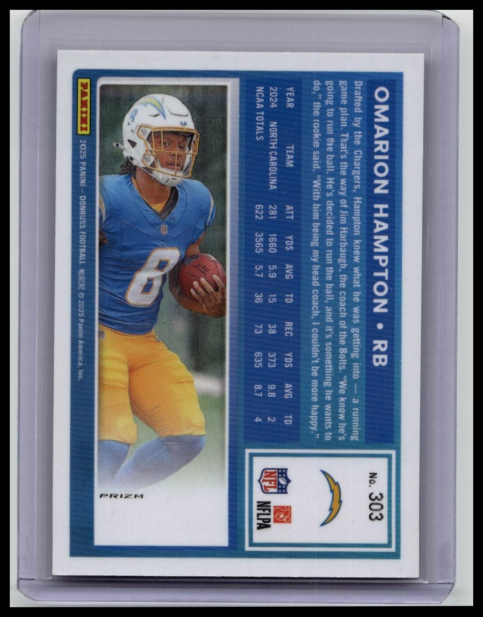 2025 Panini Donruss - Rated Rookie Omarion Hampton #303 Optic Red Pandora