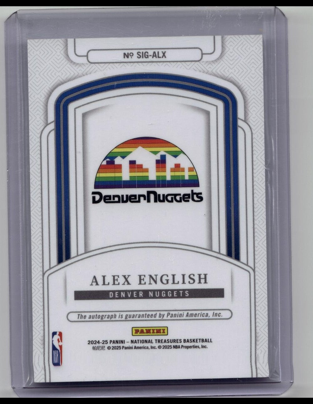 2024-25 Panini National Treasures Signatures Auto Bronze Alex English 11/25