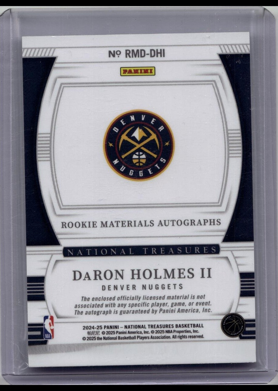 DARON HOLMES II 2024-25 NATIONAL TREASURES RPA ROOKIE DUAL PATCH RC AUTO /25