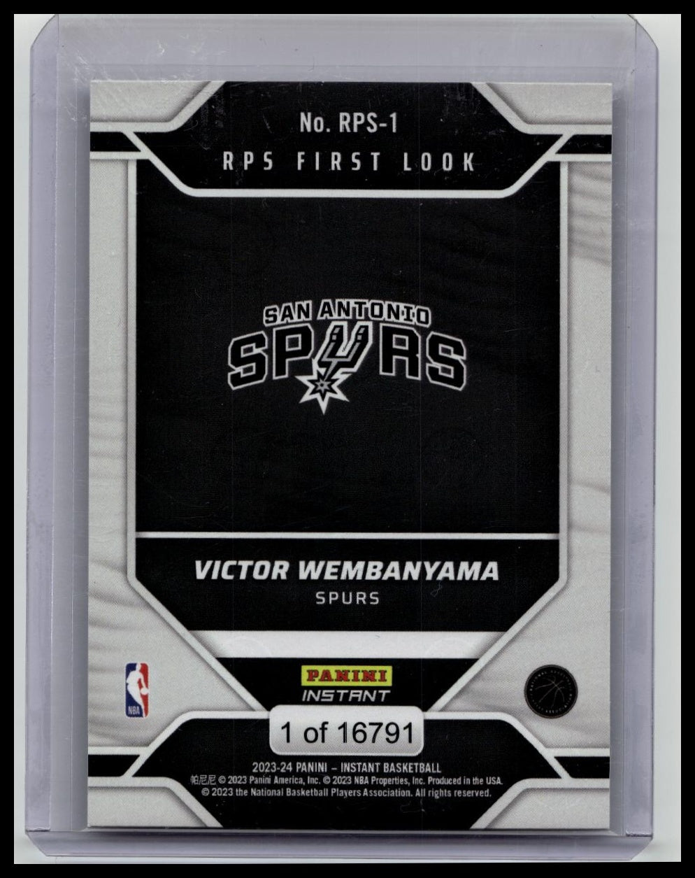 2023-24 Panini Instant Victor Wembanyama First Look RPS-1 NBA Rookie Card