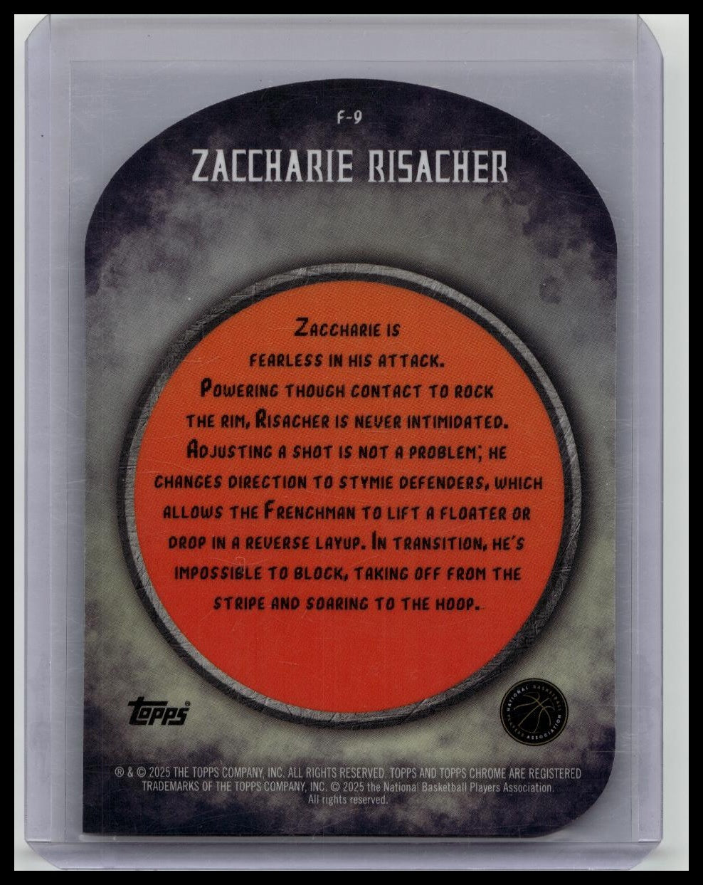 2024-25 Topps Finest Zaccharie Risacher Finishers Purple Xfractor /125