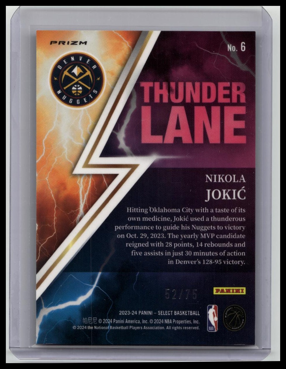 Nikola Jokic Thunder Lane Purple Cracked Ice 52/75