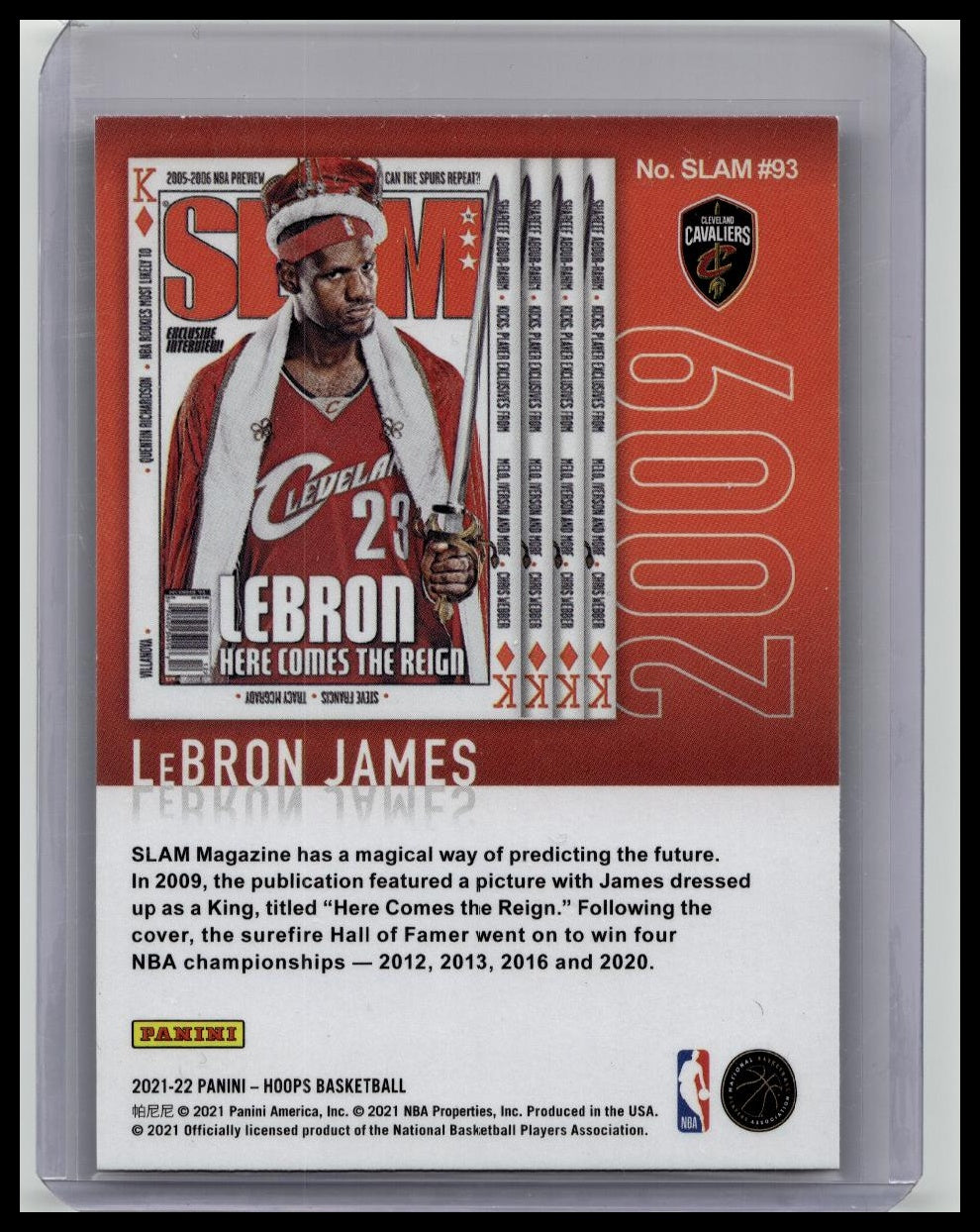 LeBron James 93 SLAM HOLO Gold Label 2021-22 Panini NBA Hoops Basketball SP SSP