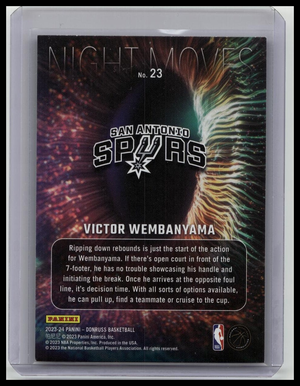 2023-24 PANINI DONRUSS VICTOR WEMBANYAMA NIGHT MOVES ROOKIE CASE HIT SSP
