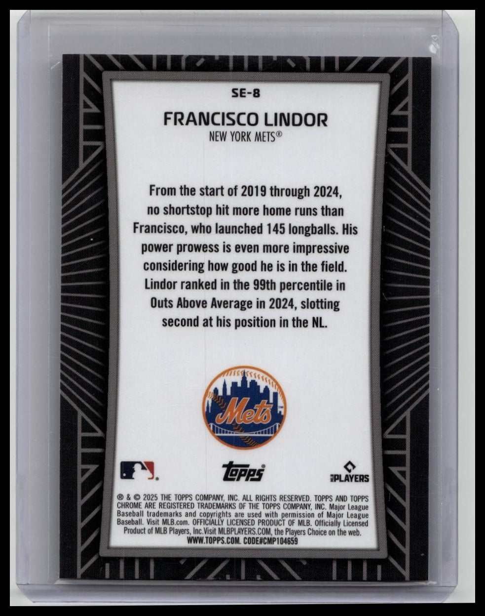 2025 Topps Chrome Francisco Lindor SE-8 Shadow Etch Case Hit SSP Mets