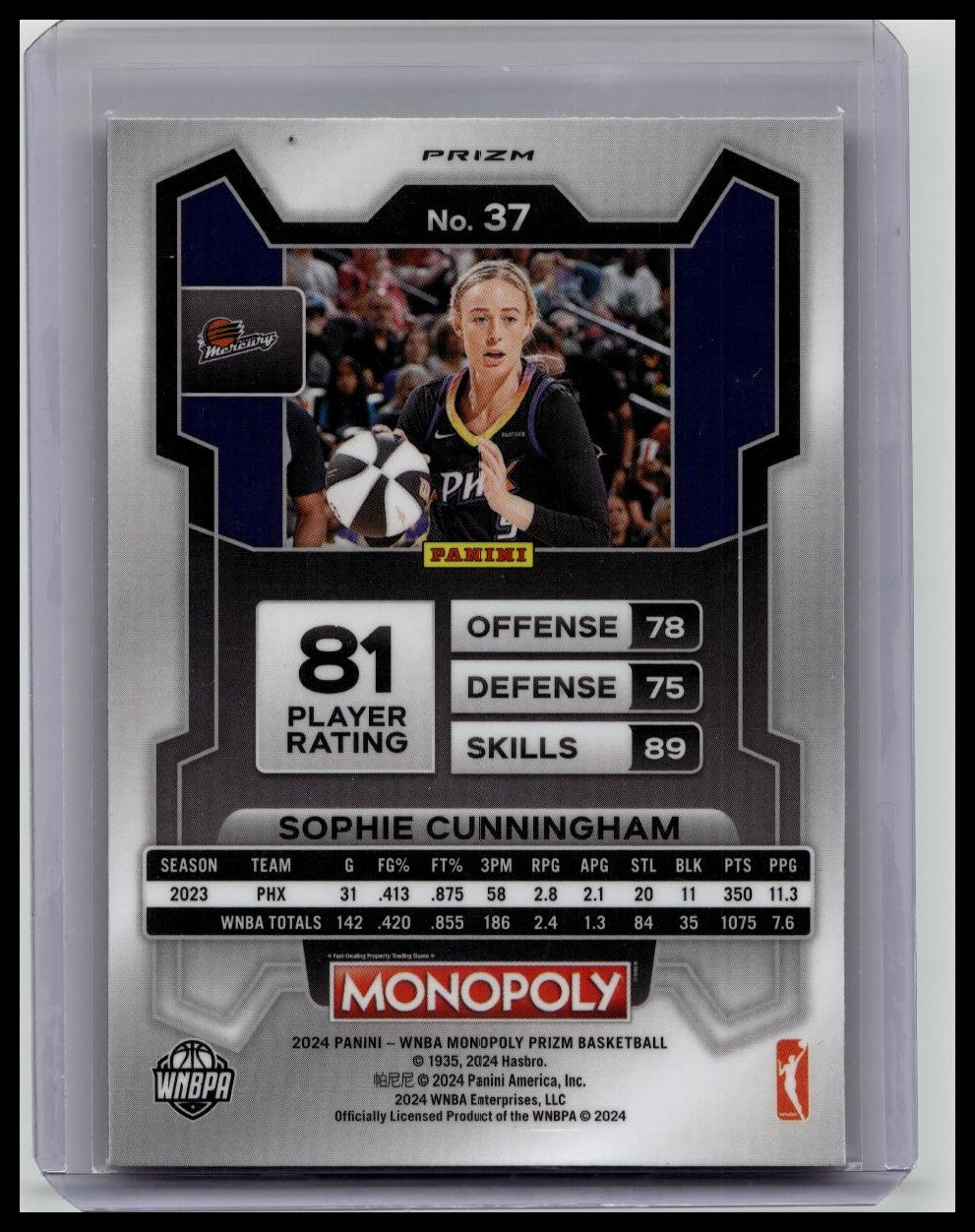 2024 Panini Prizm Monopoly WNBA - Sophie Cunningham #37 Classic Icons Red Prizm