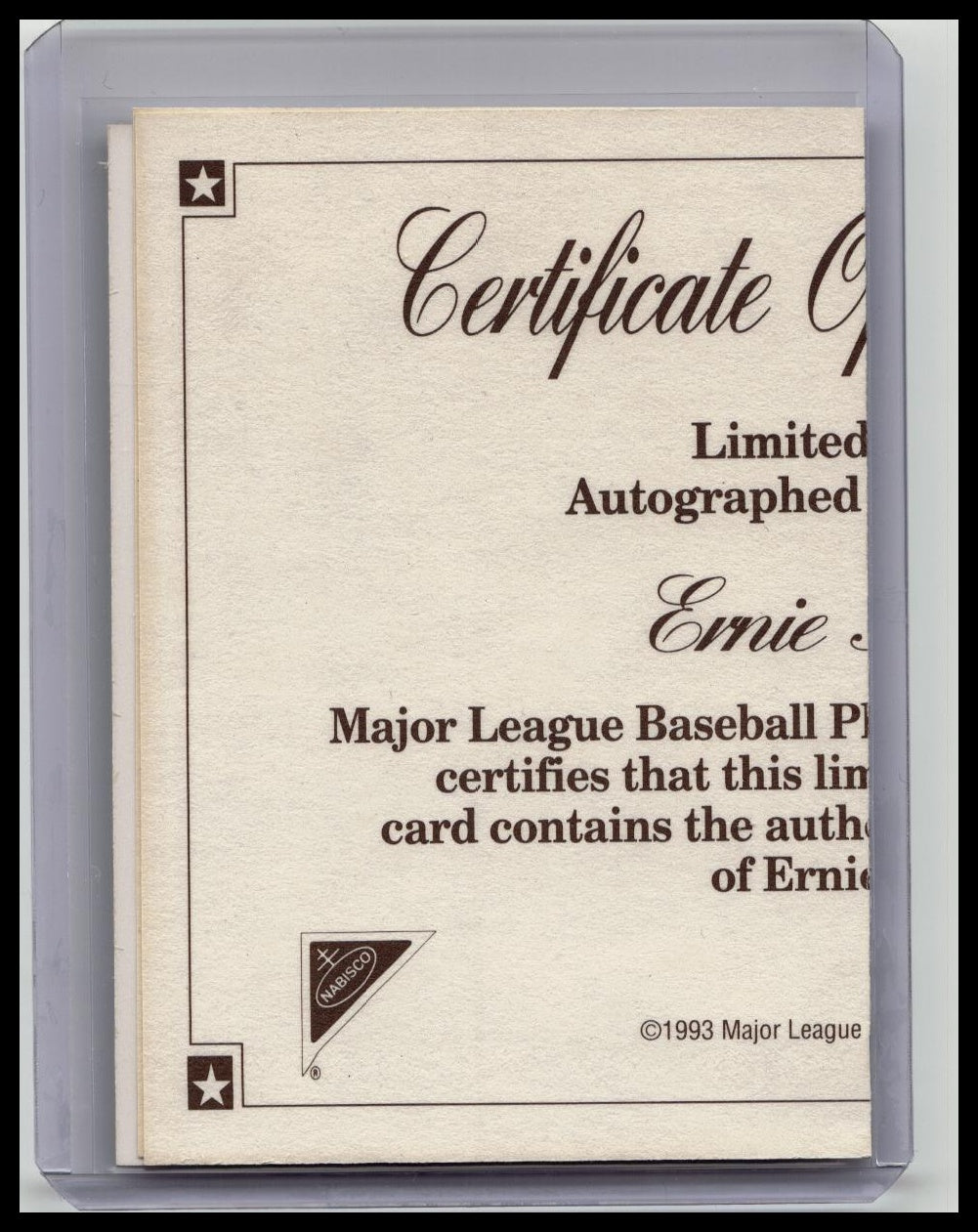 1993 Nabisco All Star Autographs Ernie Banks Auto COA Cubs