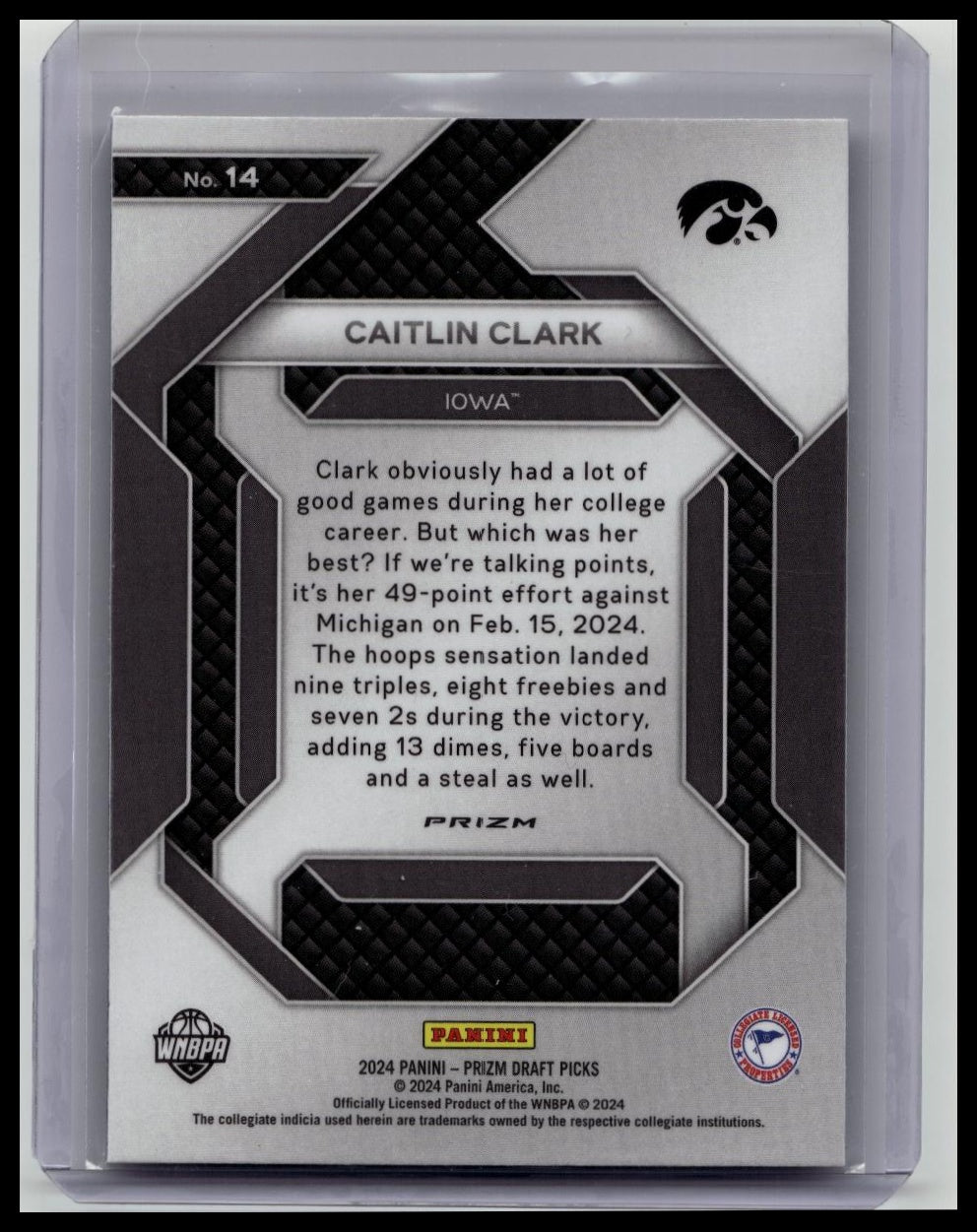 RC- SILVER Prizm CAITLIN CLARK 2024 Panini Prizm Draft Picks - New Recruits #14