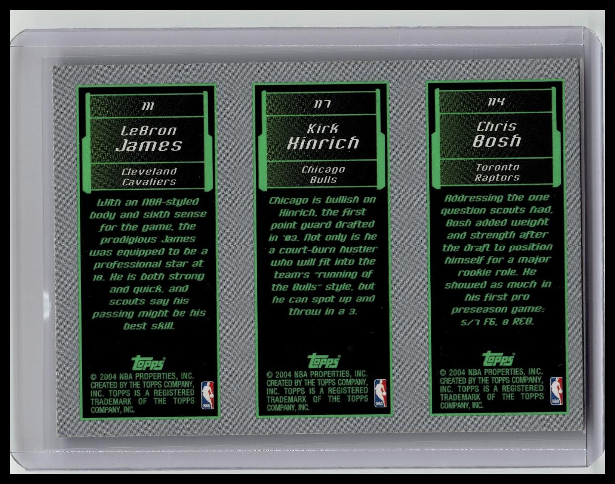 2003 Topps Rookie Matrix Lebron James Kirk Hinrich Chris Bosh #111-117-114
