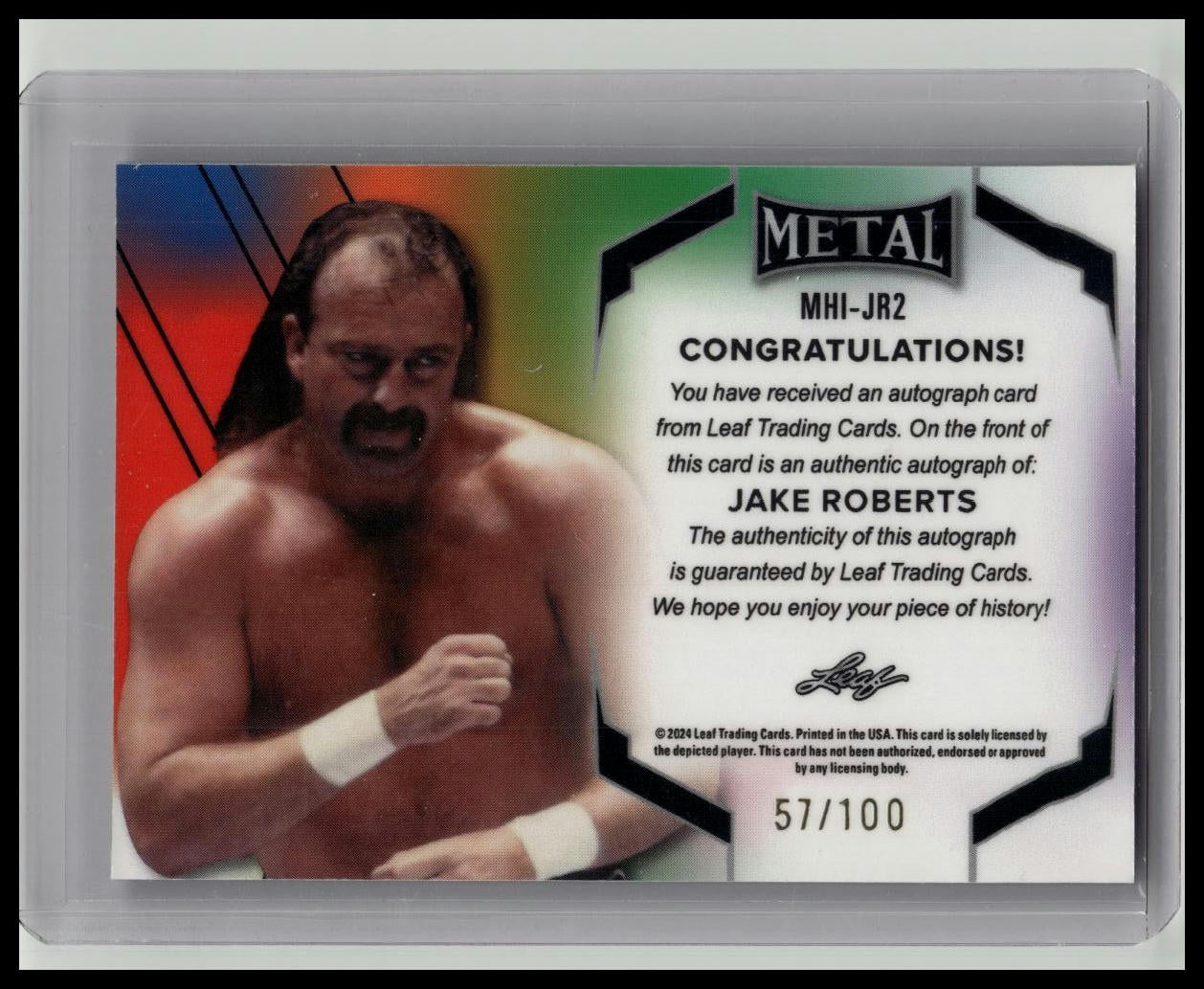 JAKE "THE SNAKE" ROBERTS 2024 Leaf Metal Inscriptions "Trust Me" Gold Card WWE