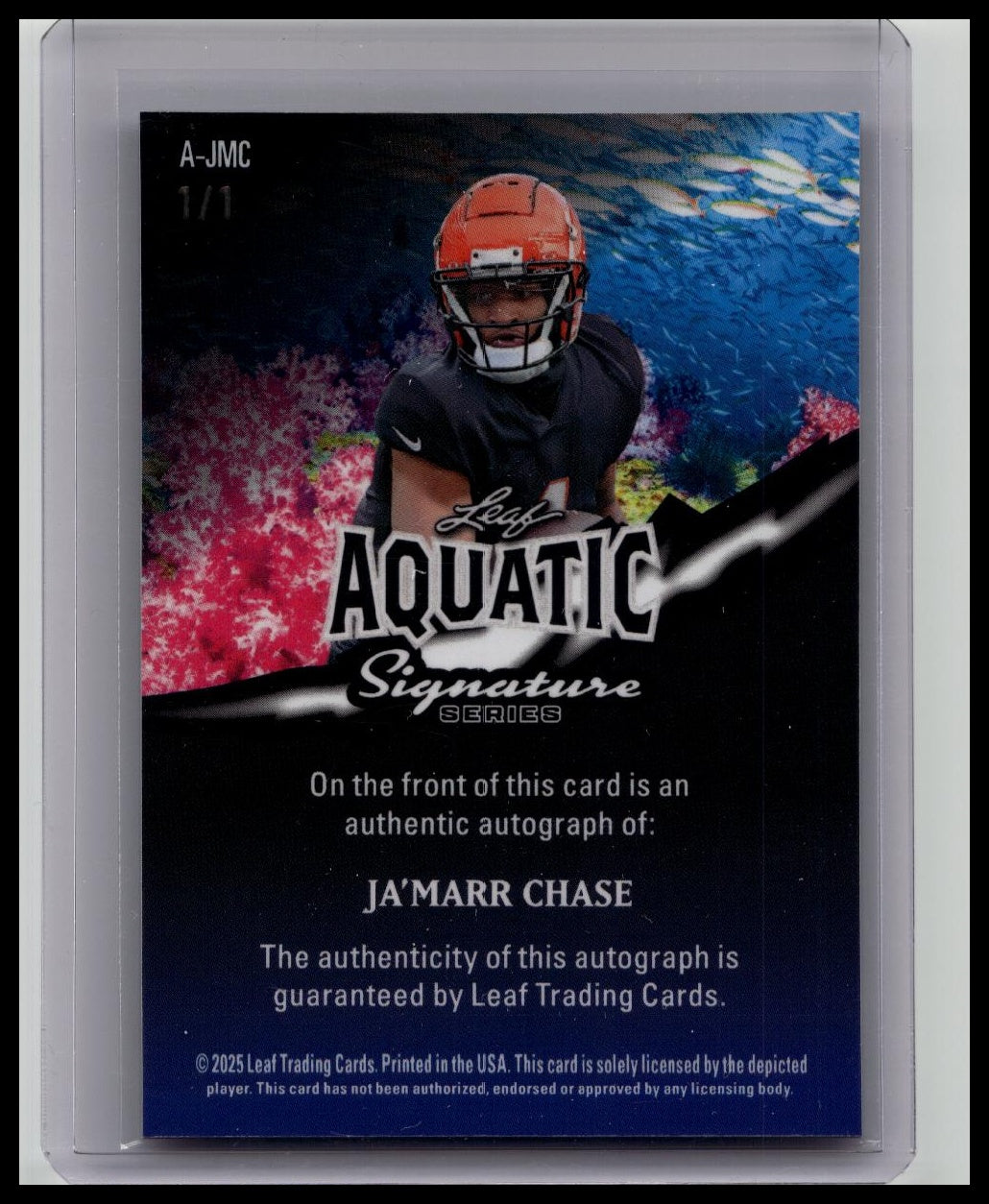 2025 LEAF SIGNATURE SERIES AQUATIC SP AUTO 1/1 JA'MARR CHASE BENGALS