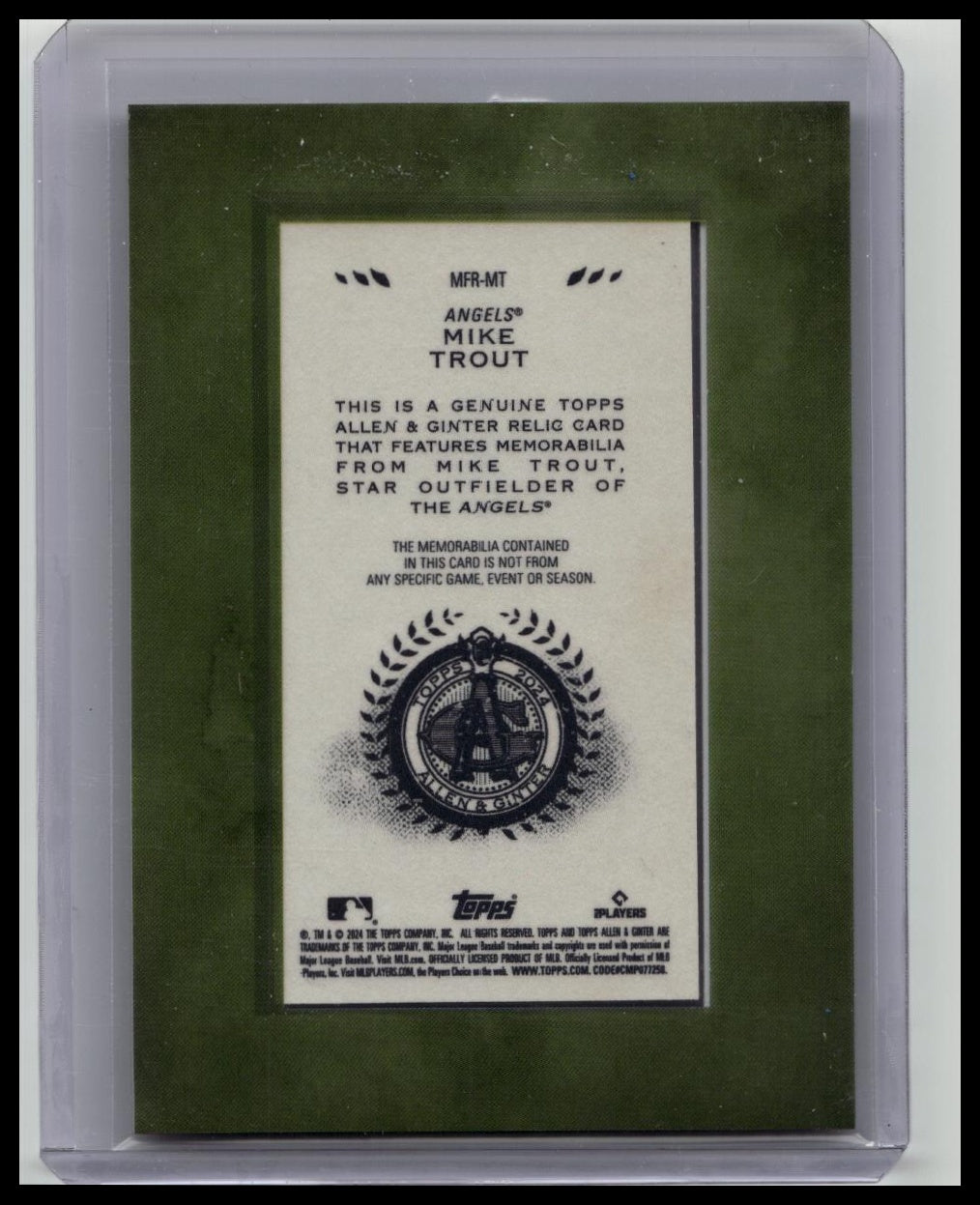 2024 Topps Allen & Ginter - Mini Framed Relics Mike Trout