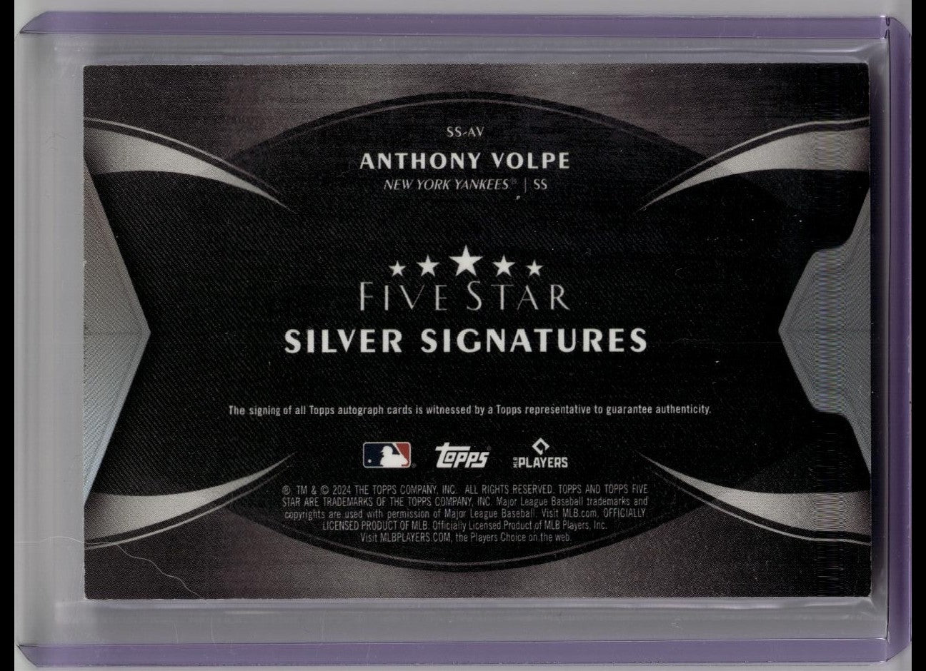 2024 Topps Five Star Anthony Volpe Silver Signatures Auto /25 Yankees