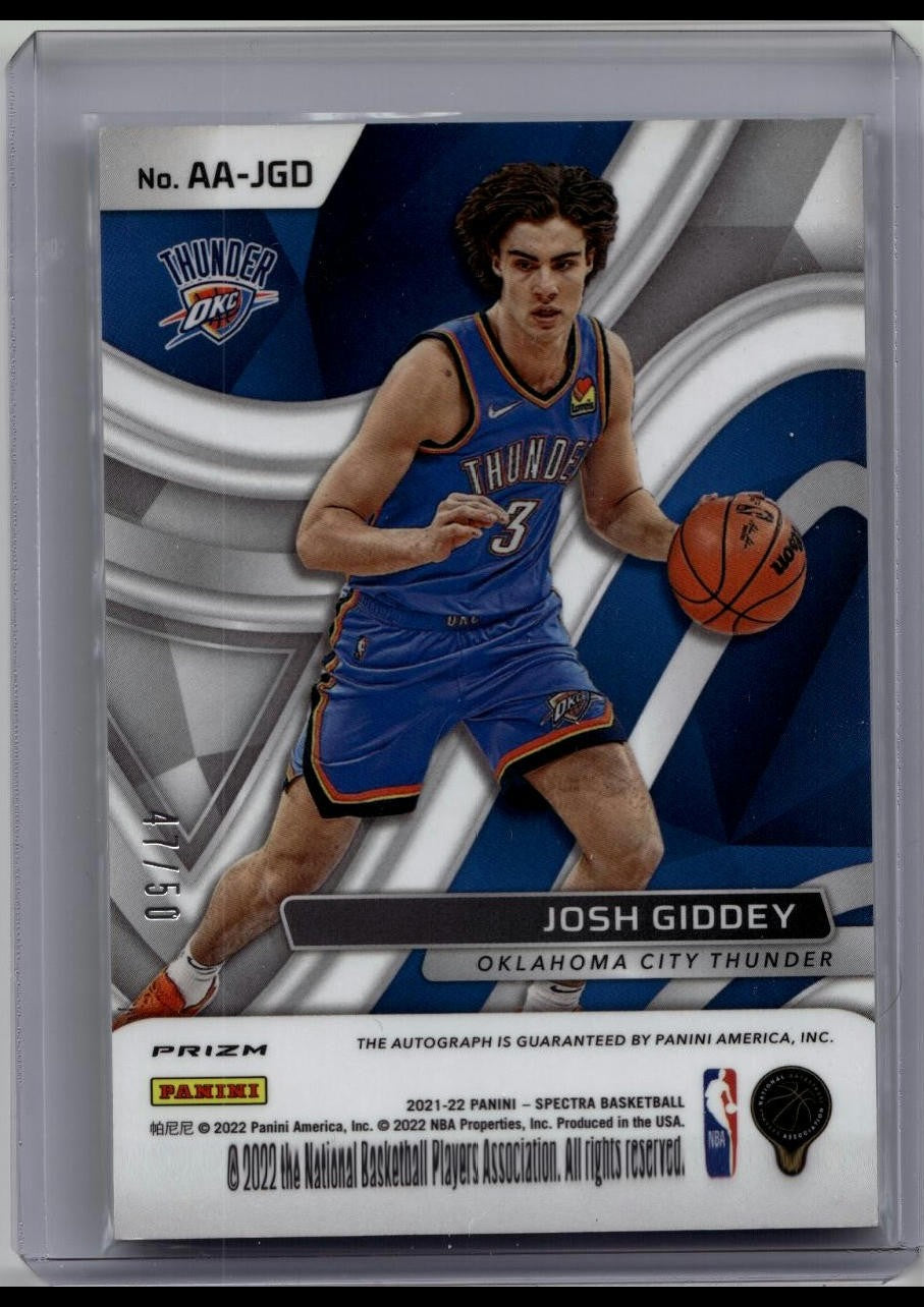 2021-22 Panini Spectra Aspiring Autographs Josh Giddey Green Rookie Auto /50