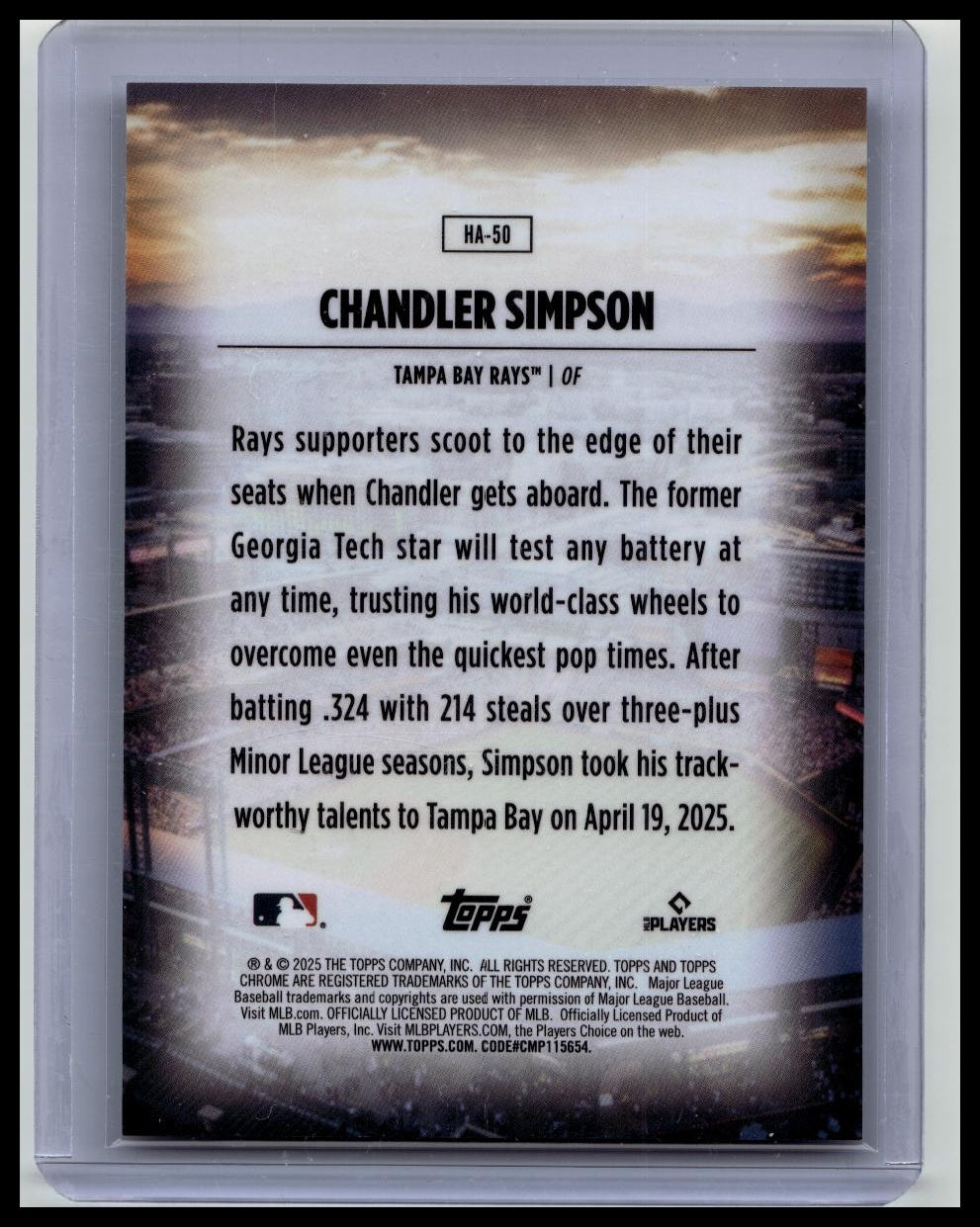 2025 Topps Chrome Update Series - Home Field Advantage Chandler Simpson #HA-50 (RC)