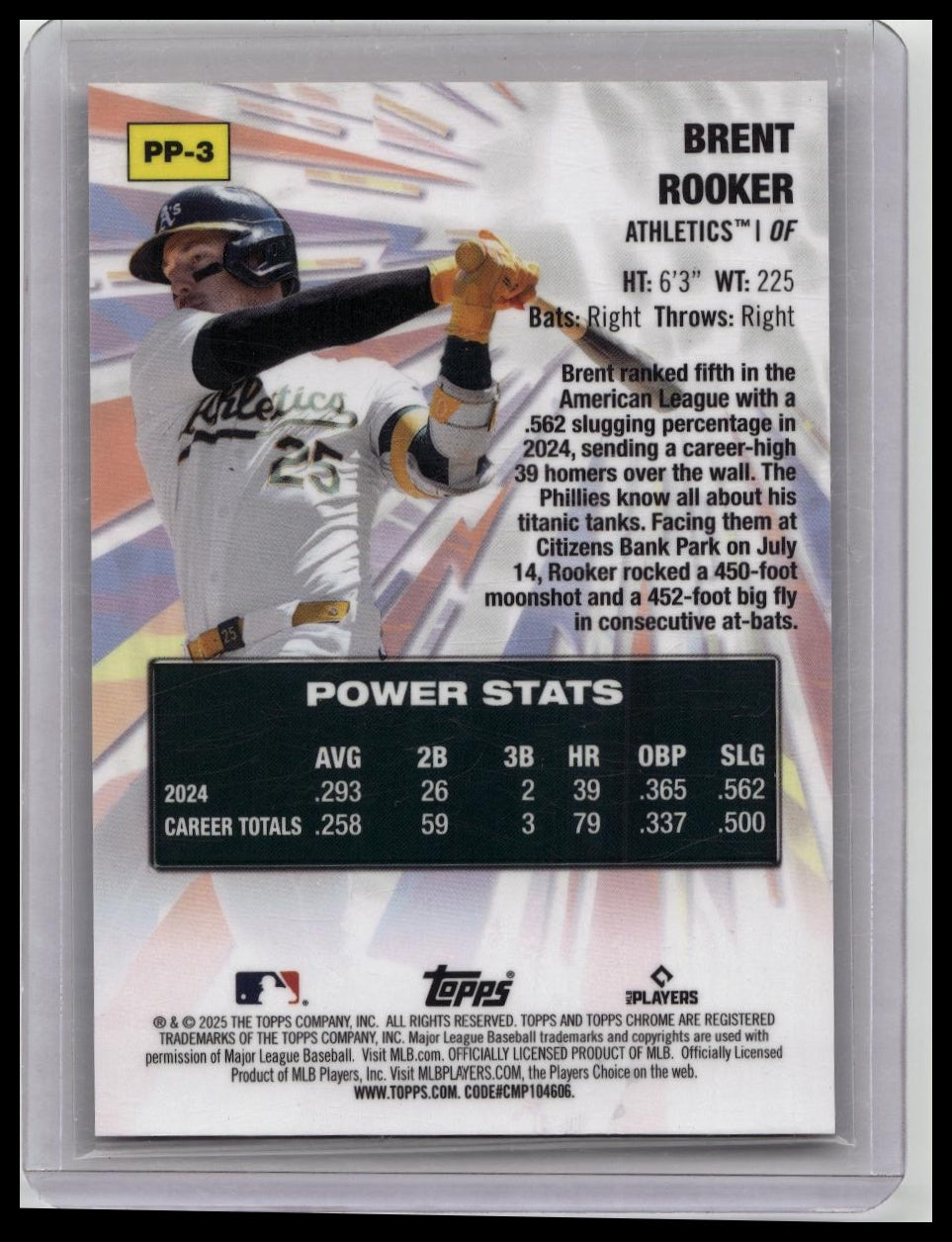 2025 Topps Chrome Brent Rooker PP-3 Power Players /25 Orange