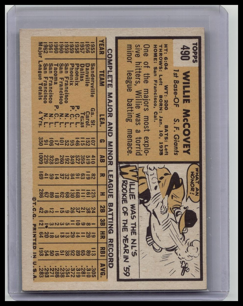 1963 Topps Willie McCovey #490