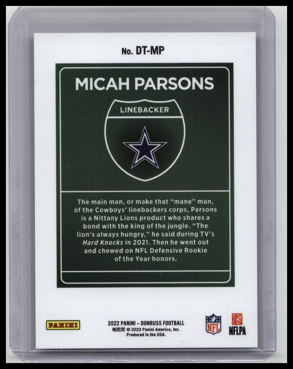 2022 Panini Donruss Downtown! Micah Parsons