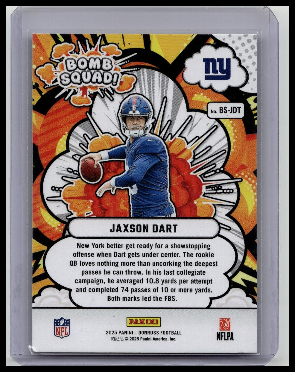 2025 PANINI DONRUSS JAXSON DART #BS-JDT BOMB SQUAD ROOKIE Giants