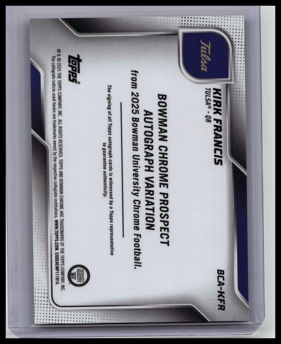 2025 Bowman University Chrome Chrome Prospect Auto Kirk Francis #BCA-KFR /75