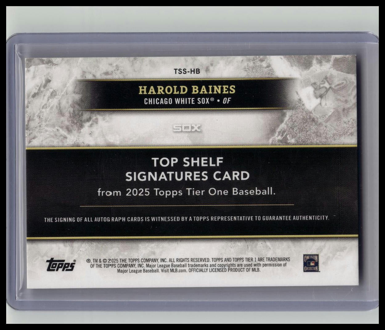 2025 Topps Tier One - Top Shelf Auto Harold Baines #TSS-HB /75