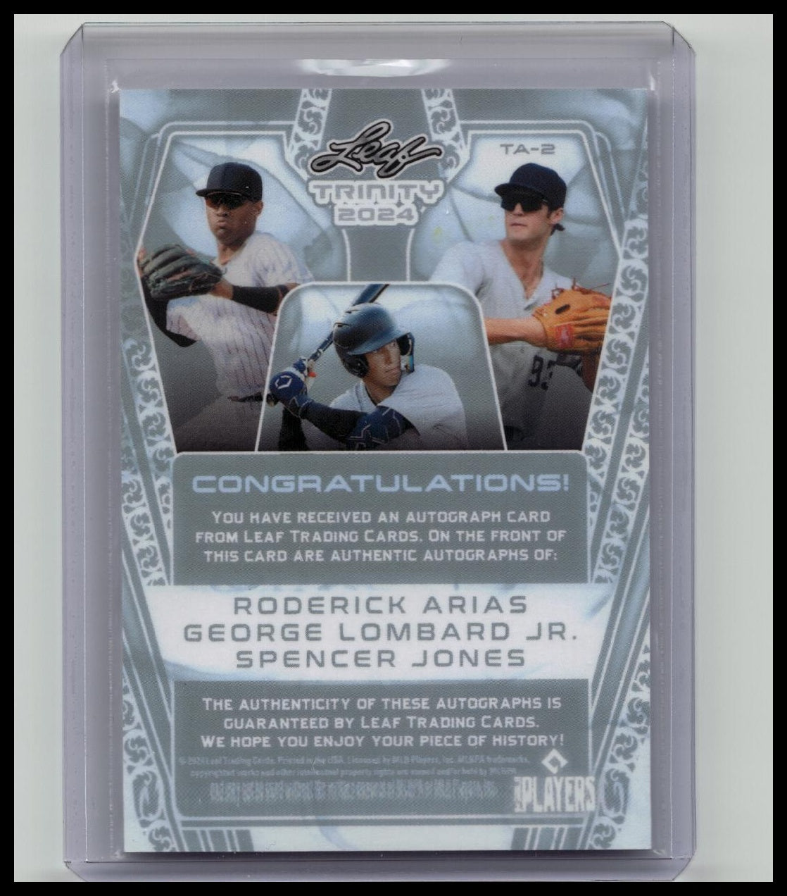 2024 Leaf Trinity Roderick Arias George Lombard Jr. Spencer Jones Auto Purple /7