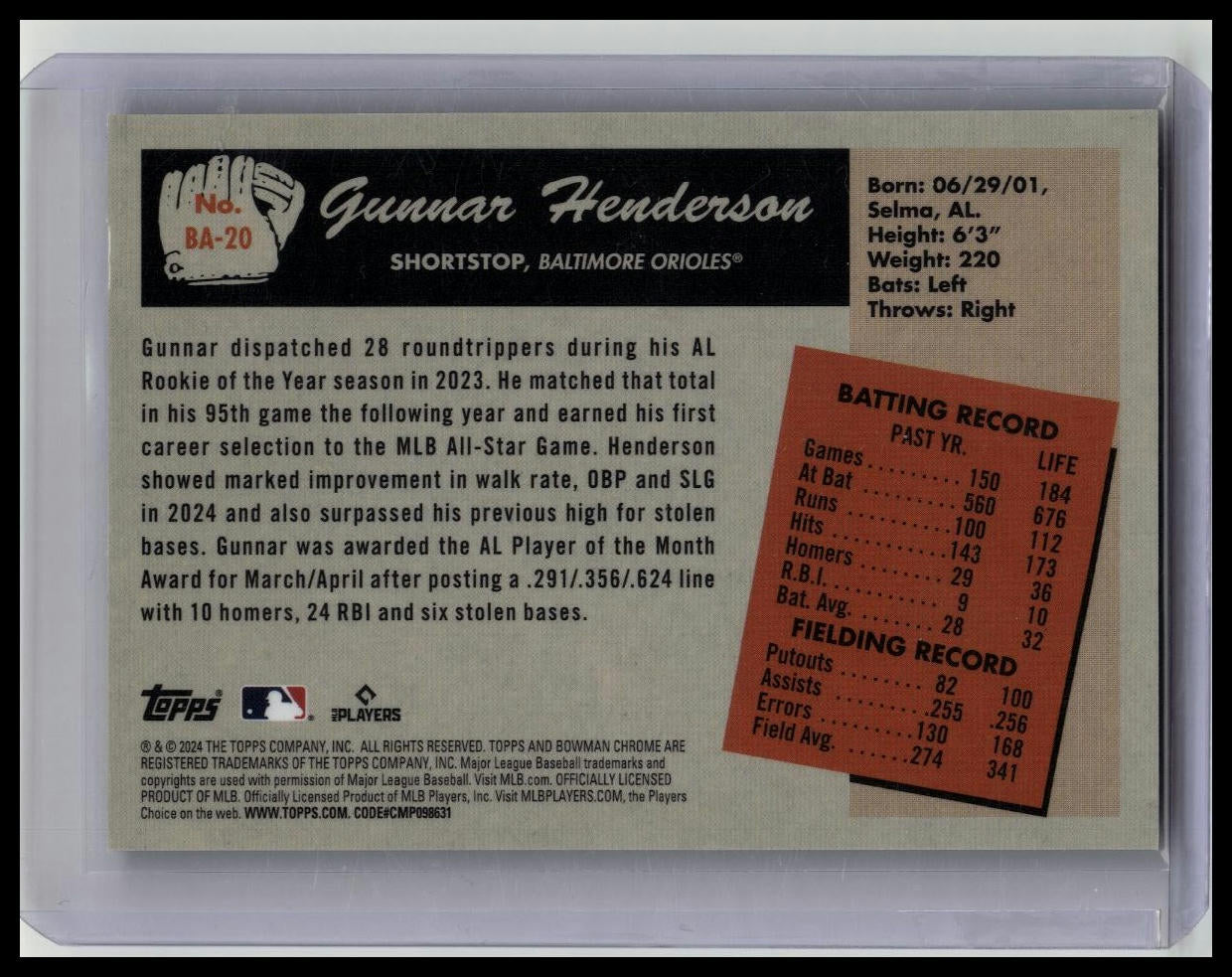 2024 Bowman's Best 1955 Bowman Anime Gunnar Henderson #BA20
