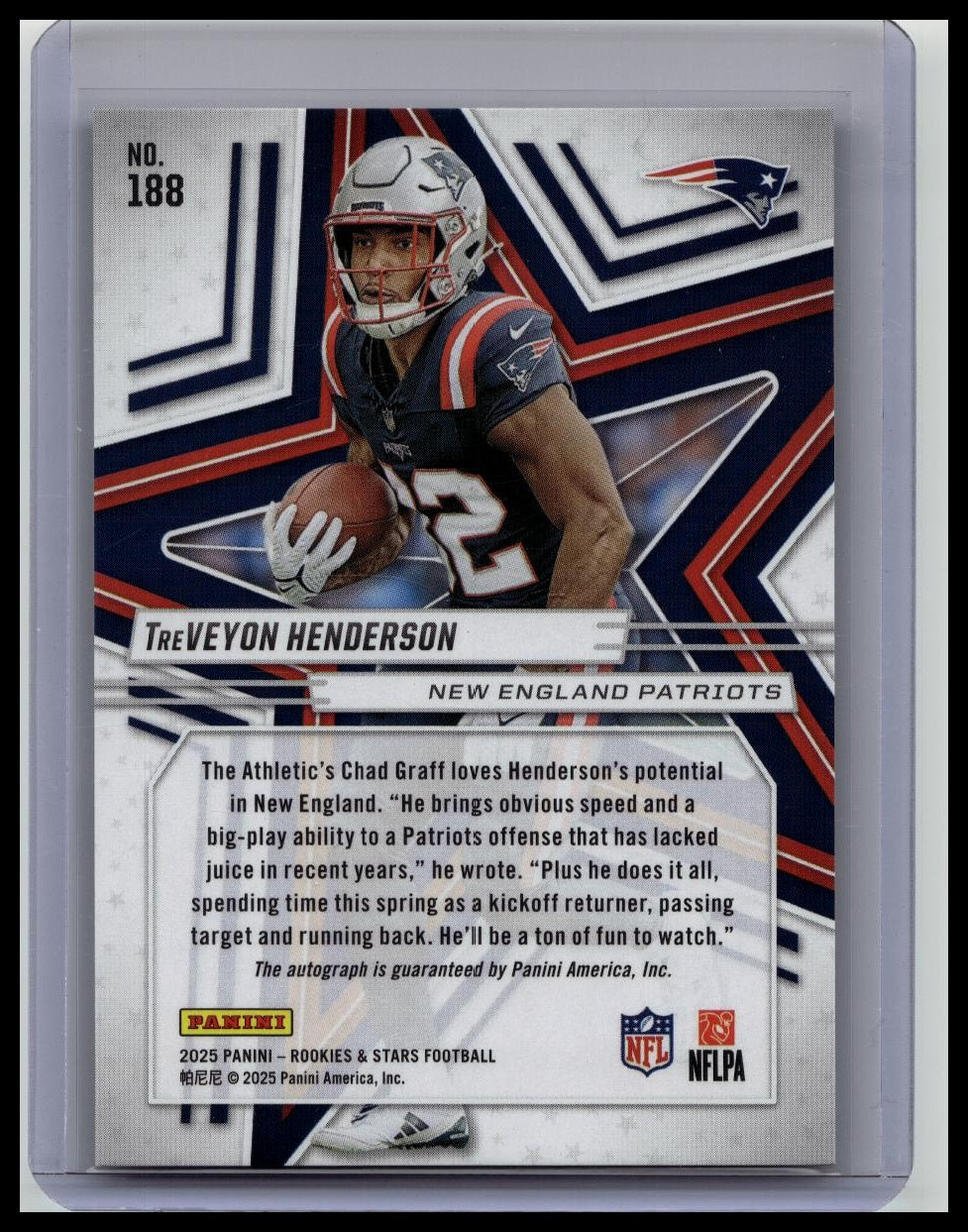 2025 Panini Rookies And Stars Autograph Auto #188 TreVeyon Henderson Red Rookie RC